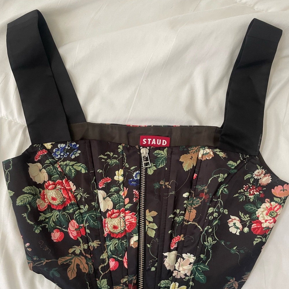 Staud Floral Black Corset Top